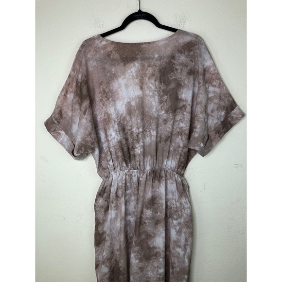 Bucketlist Tie-Waist Jumpsuit Women's Large Short Sleeve Taupe Tie Dye Wide Leg - Picture 8 of 16